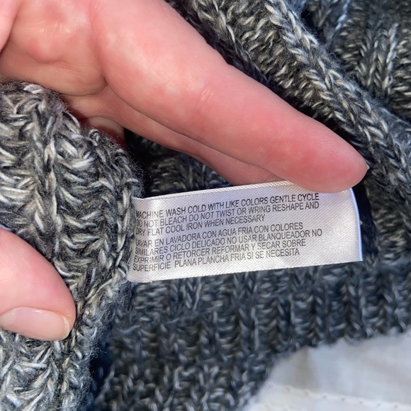 Carolyn Taylor Chunky Knit Wide Collar Bell Cuff Gray White Cardigan Sweater XL - Picture 8 of 9